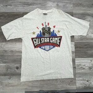Vintage 90s 1994 NHL All Star Game NYC Madison Square Garden White T-shirt L
